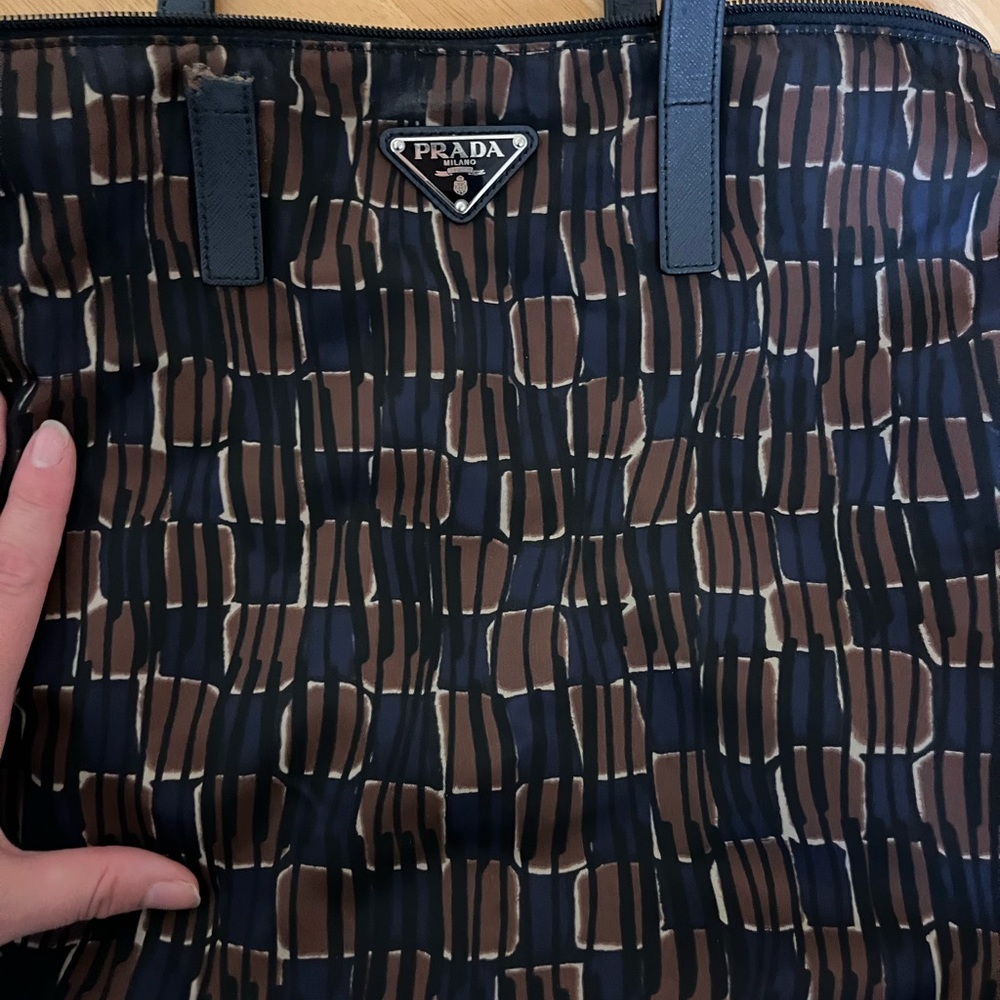 Prada Navy and Chocolate Patterned Bag